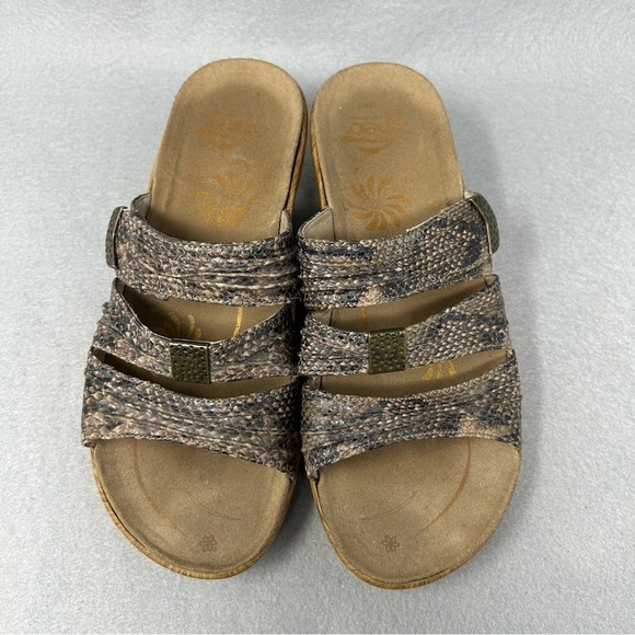 Abeo Darcy Sz 7 Dress Sandal Wedge Platform Slide Adjustabl Snake Print Leather - Picture 5 of 12